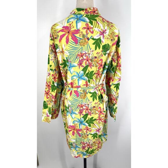 All For Color Robe And Capri Pants Set Colorful Floral Cotton Casual Vacation L - Picture 3 of 9